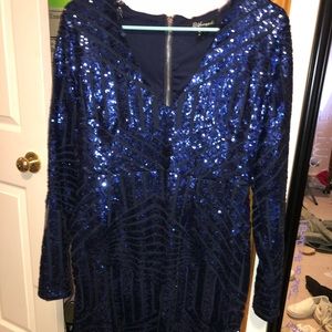 Charlotte Russe Black-Blue Sequined Mini Dress